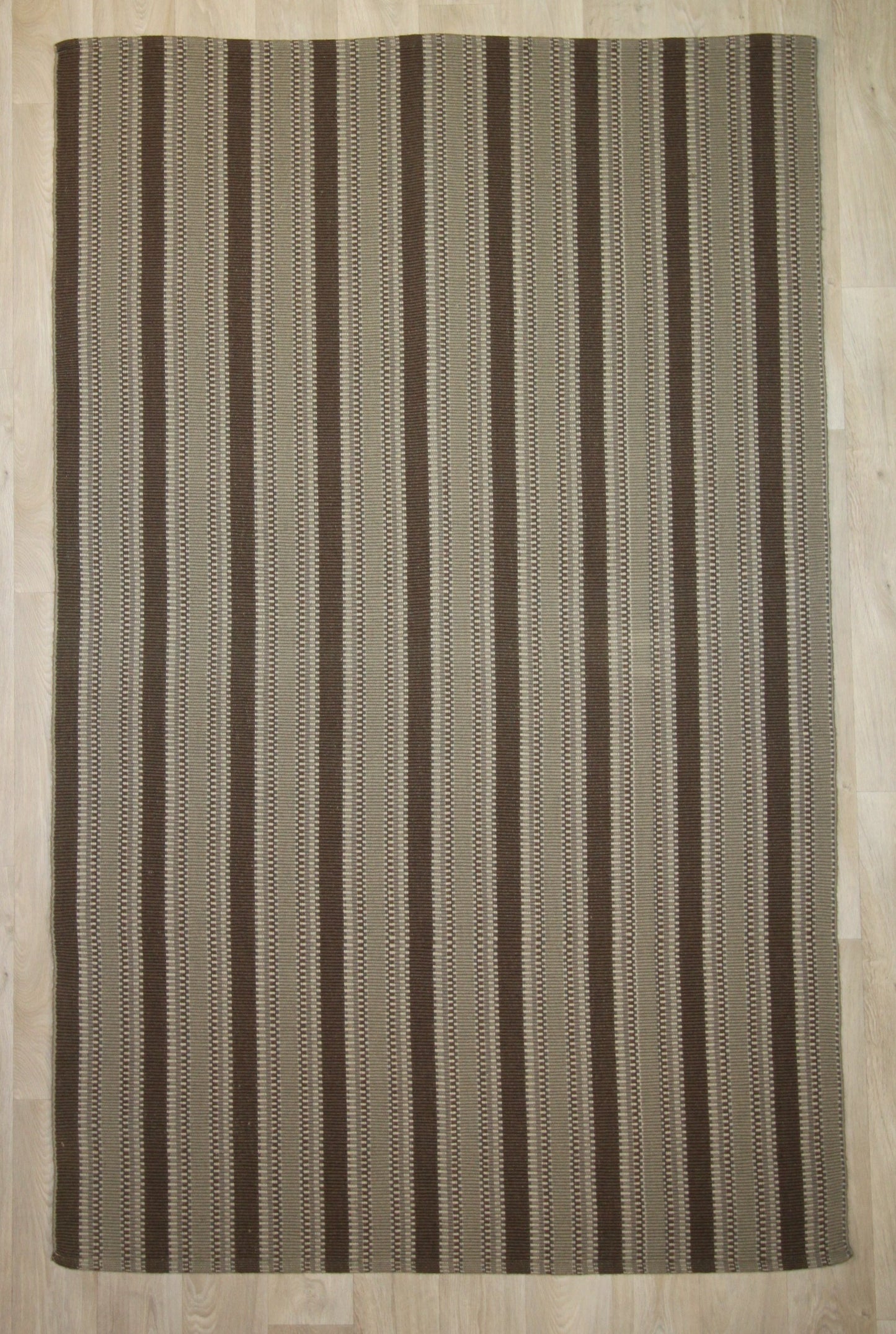 Tapis plat rayé en laine - noué main