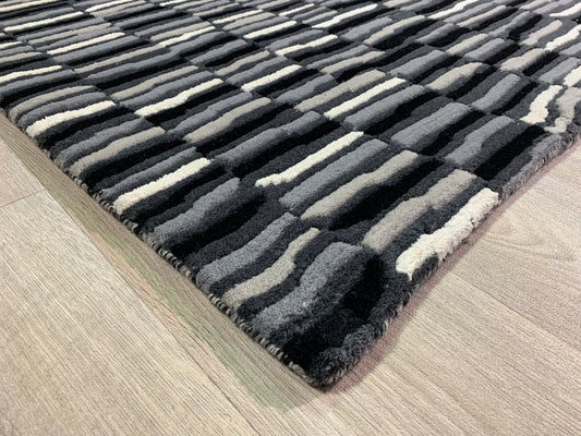 Indo-Tibetan striped wool rug - hand knotted