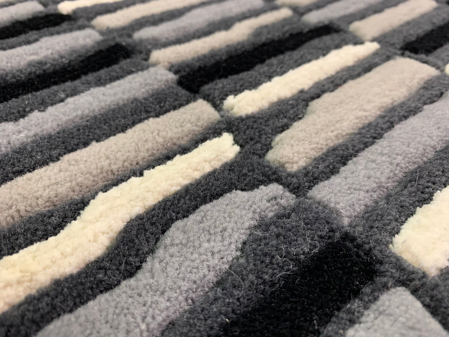 Tapis rayé Indo-Tibétain en laine - noué main