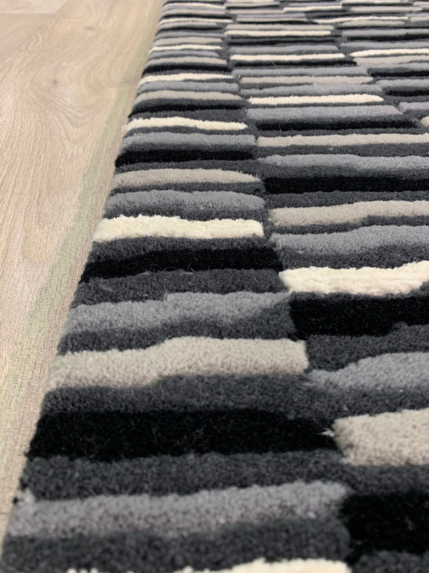 Tapis rayé Indo-Tibétain en laine - noué main