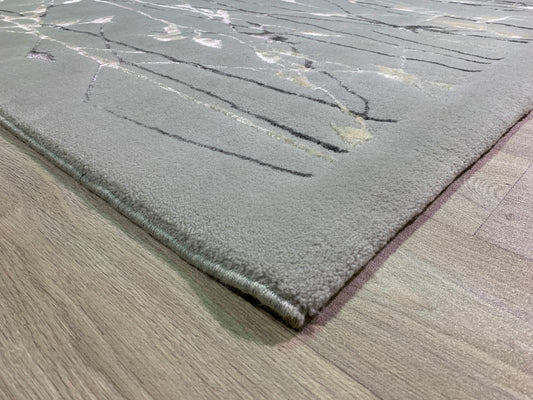 Abstract three-color wool rug