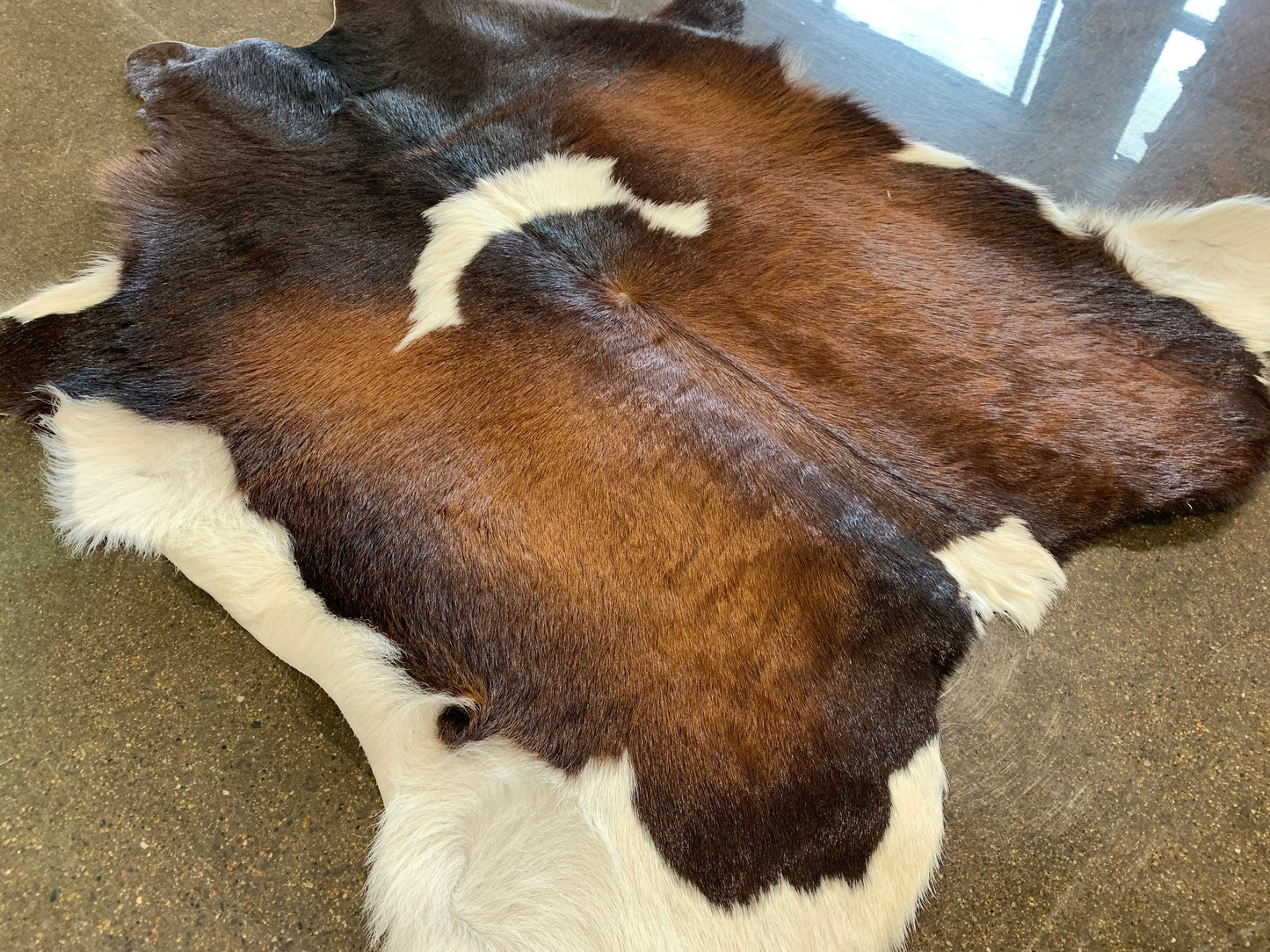 601-4: Cowhide rug - Very small brown and white