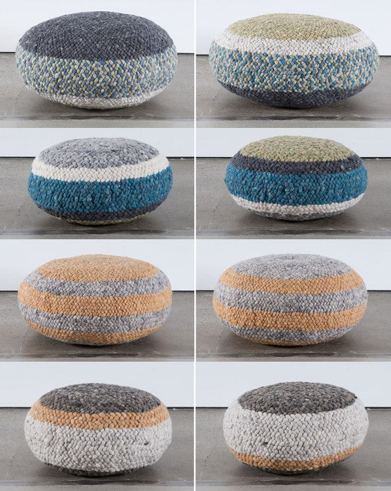 Pouf en laine noué main - 45 couleurs / 3 grandeurs disponibles