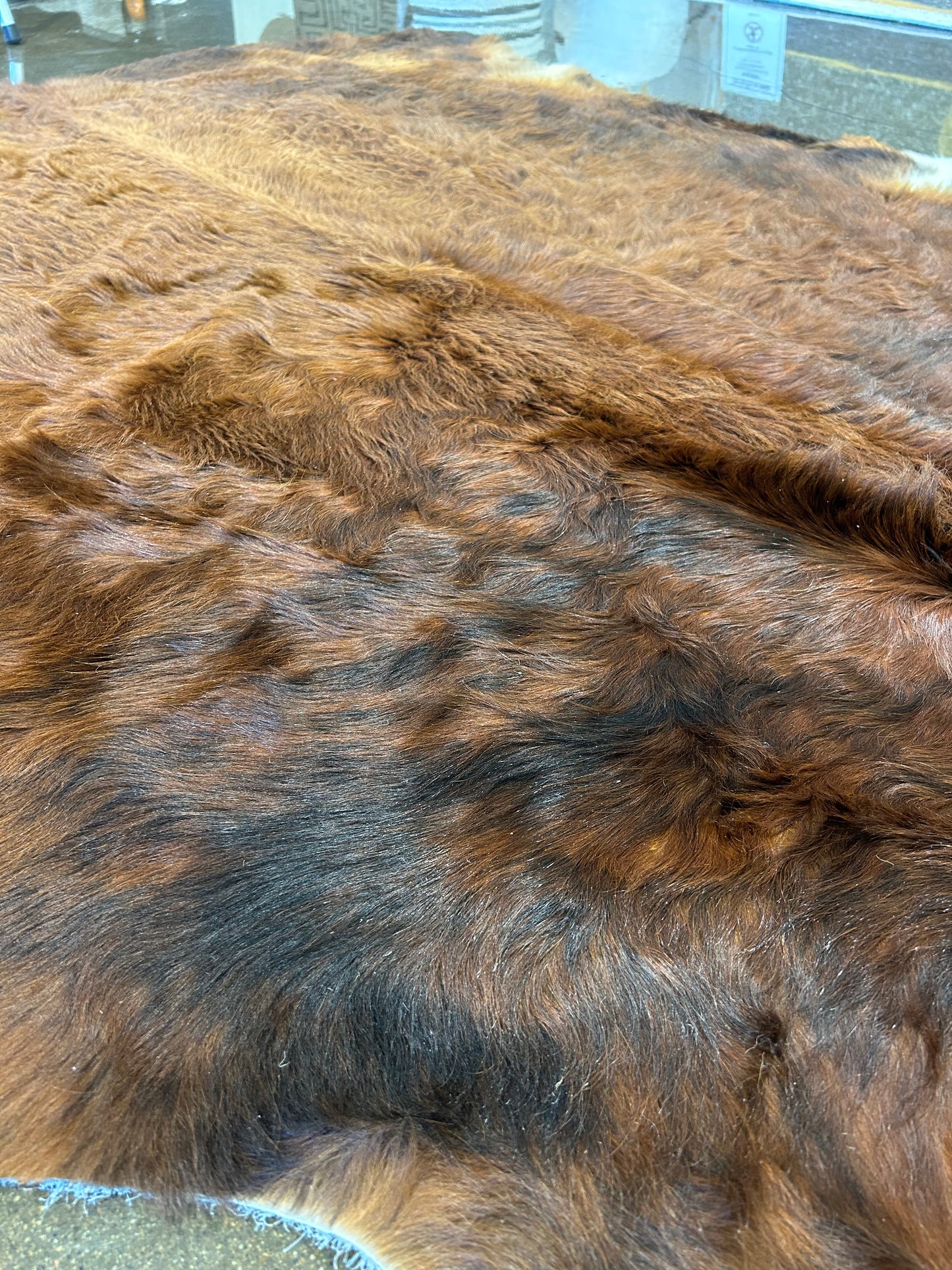 LL-6: Cowhide rug - Very large long-haired brown