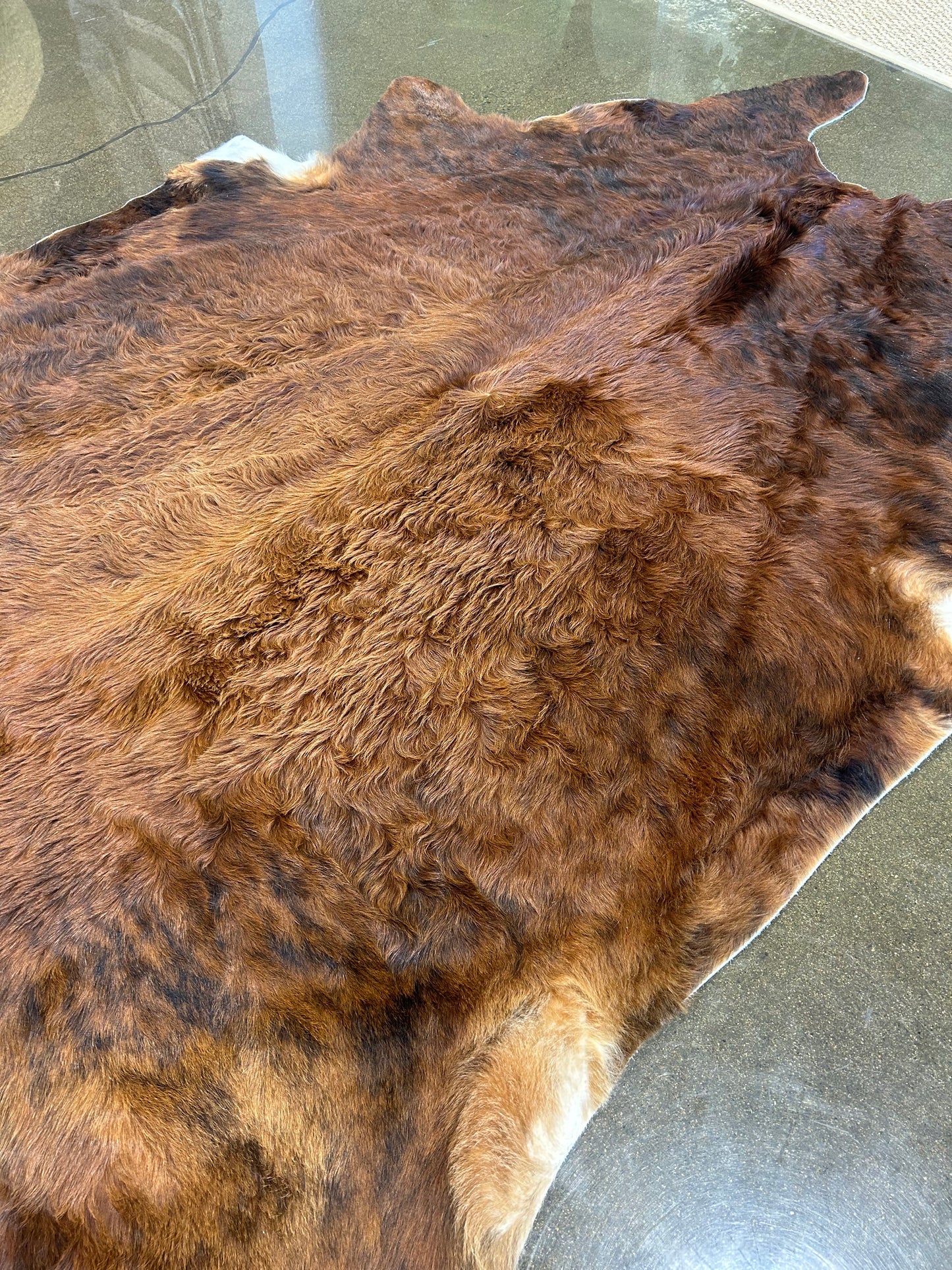 LL-6: Cowhide rug - Very large long-haired brown