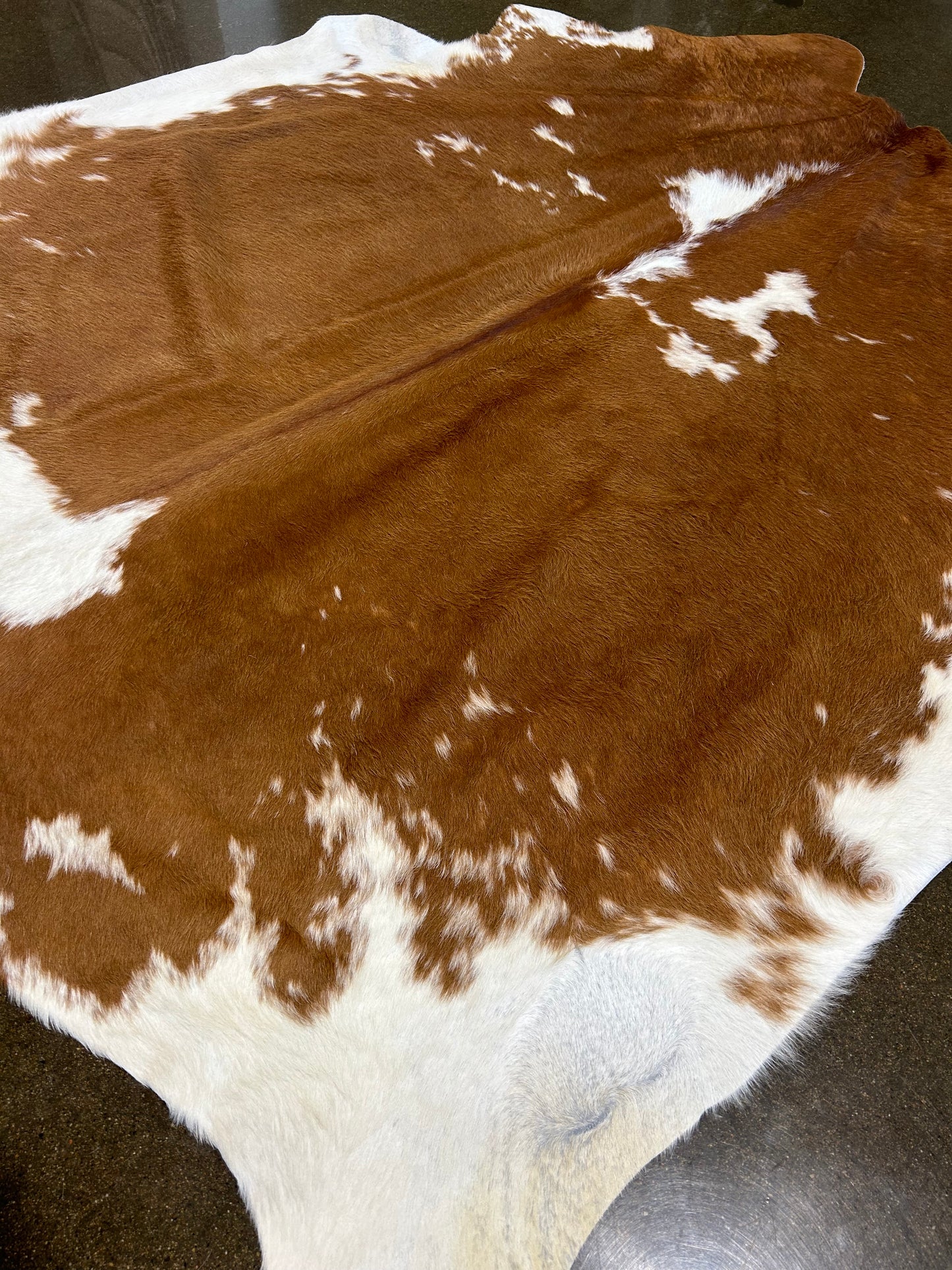 S-2: Cowhide rug - Medium brown and ivory