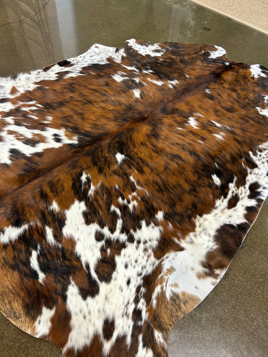 S-8: Cowhide rug - Medium tricolor striped