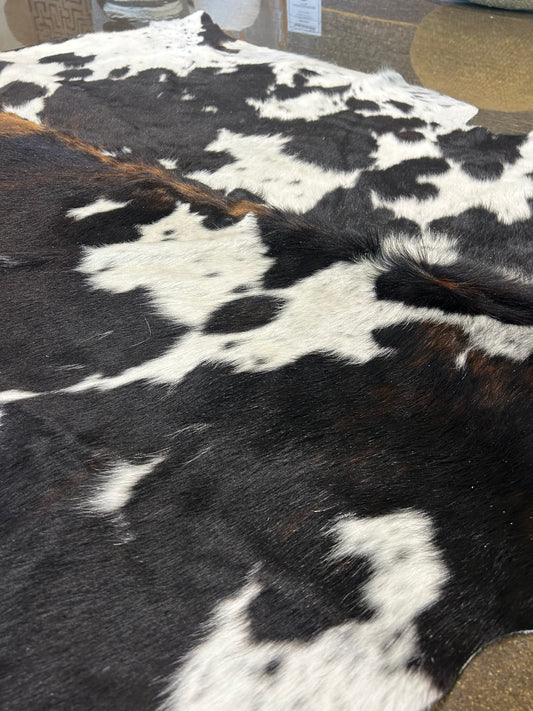 S-9: Cowhide rug - Medium black and brown spotted