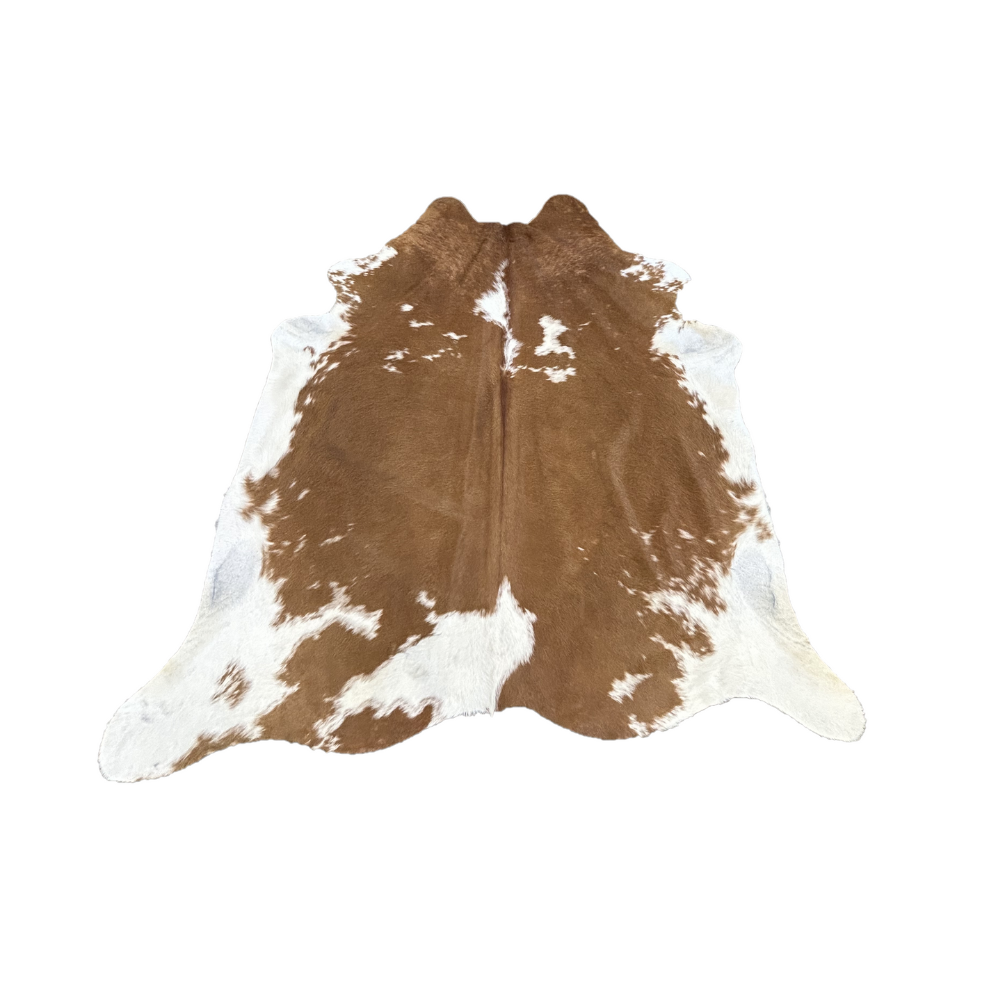 S-2: Cowhide rug - Medium brown and ivory