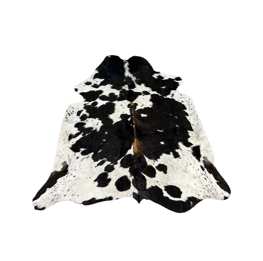 S-9: Cowhide rug - Medium black and brown spotted