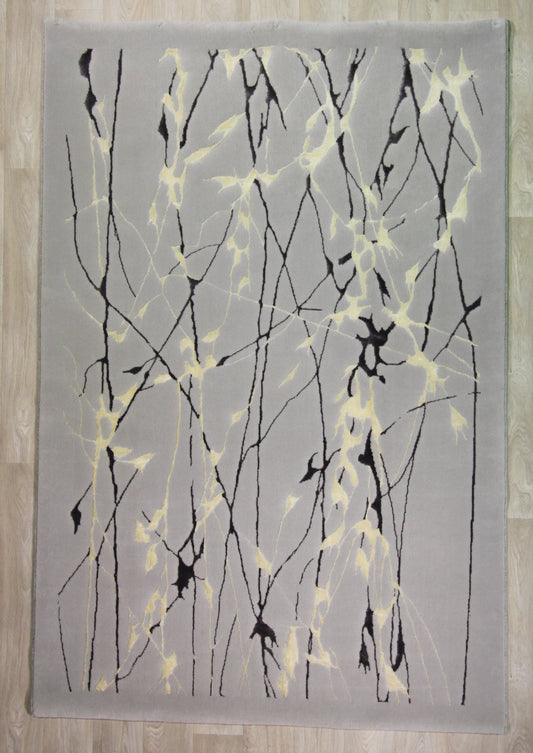 Abstract three-color wool rug