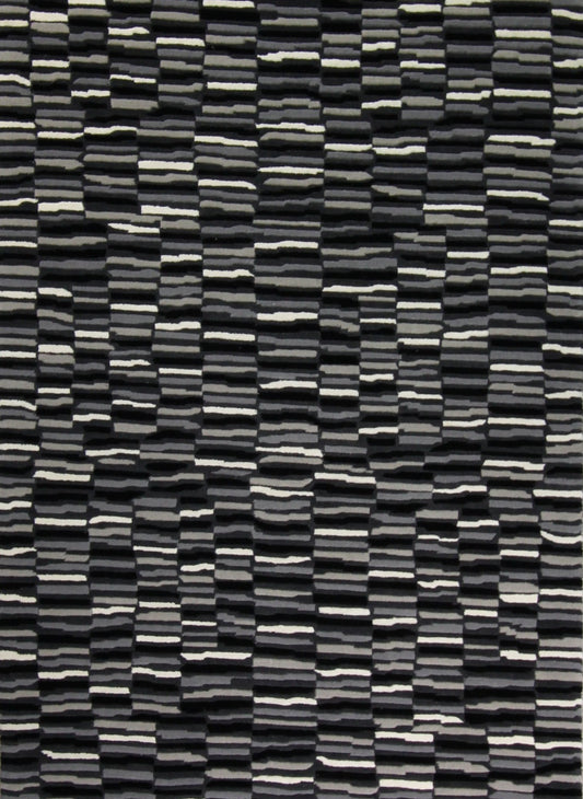 Indo-Tibetan striped wool rug - hand knotted