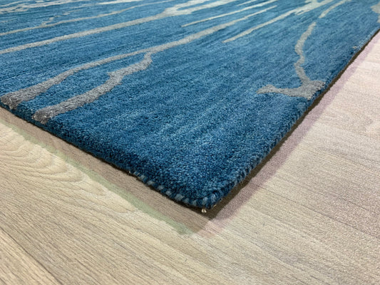 Striped wool rug - hand knotted