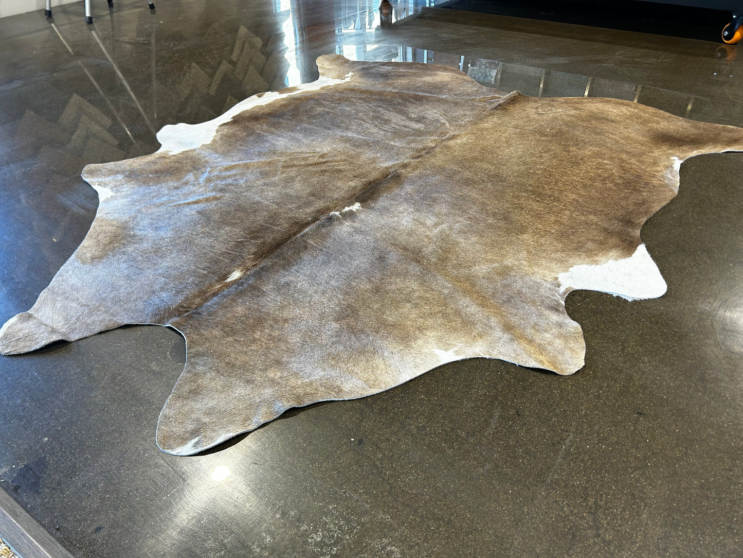 S-4: Cowhide rug - Medium brown and white